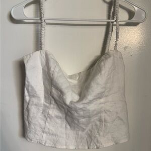 Reformation White Linen Crop Top